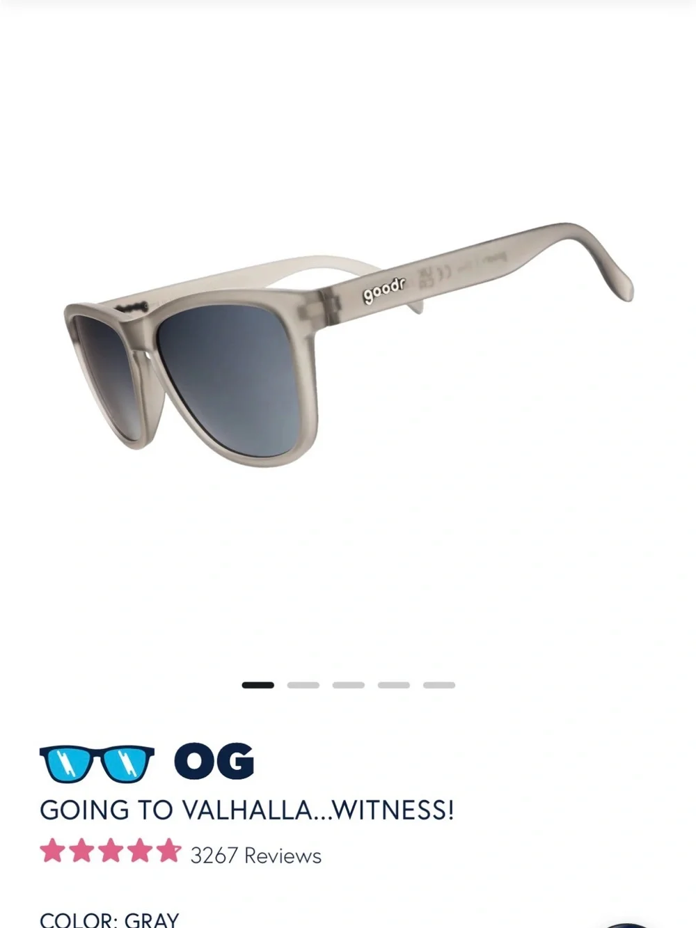 Goodr OG Gray Men’s Sunglasses — Polarized Classic Frame